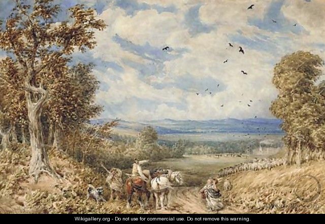 Asking for directions on a blustery day above the Vale of Clwyd - (after) David Cox
