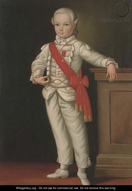 Portrait of a boy, full-length, with a medal and red sash - Cornelis De Vos