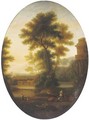A classical landscape with wine makers and other figures by ruins, in a feigned oval - Claude Lorrain (Gellee)