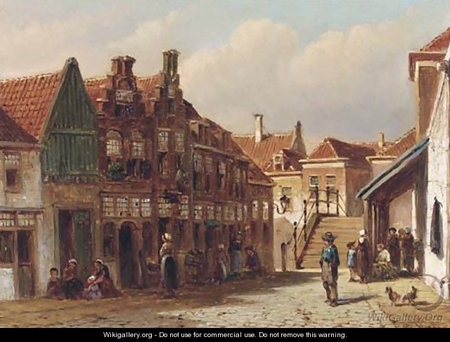 Townsfolk in a Dutch street - Pieter Gerard Vertin