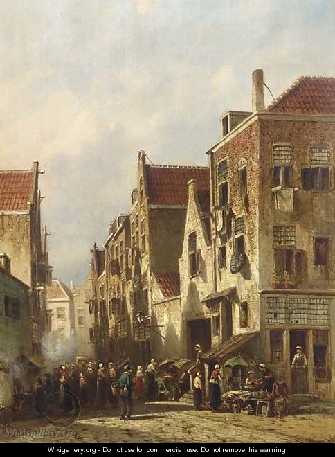 A busy market street - Pieter Gerard Vertin