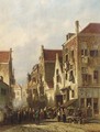 A busy market street - Pieter Gerard Vertin