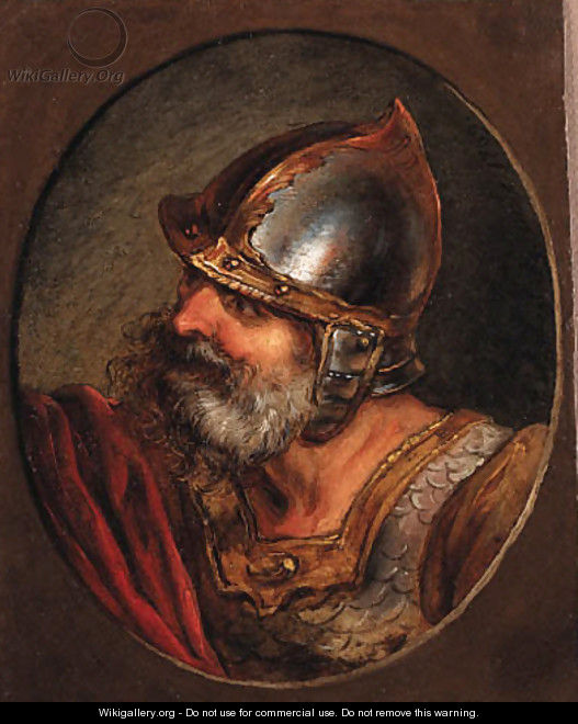 Head of a Roman soldier, in a painted oval - Philip Jacques de Loutherbourg
