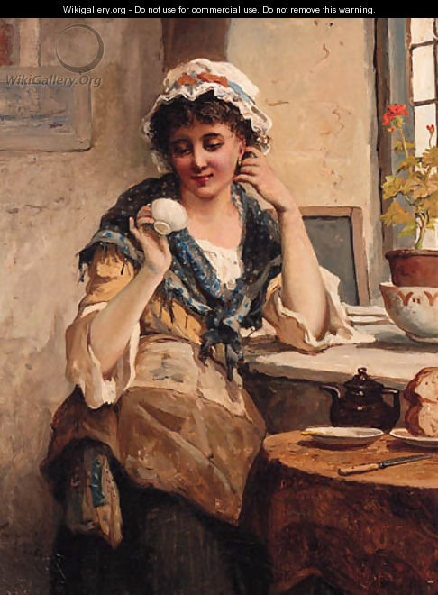 A Girl reading her Tea Leaves - Tennyson Philip Cole