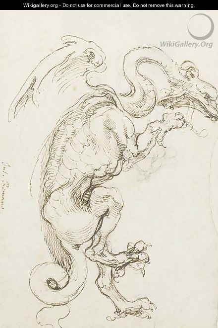 A standing dragon in profile to the right - Perino del Vaga (Pietro Bonaccors)