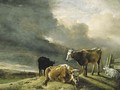 Cows and Sheep in a Meadow, a Farmstead beyond - Paulus Potter