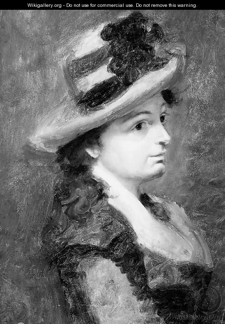 A girl in profile to the right, bust-length, wearing a hat - Pauline Auzou