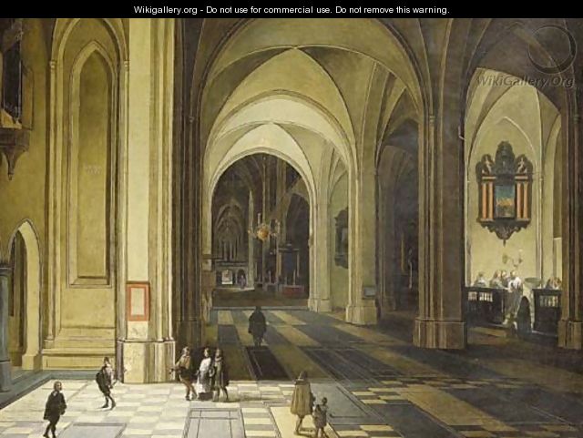 The interior of a church at night, with a baptism in a side chapel - Peeter Neefs Ii