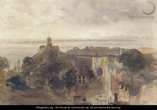 Lincoln Castle from the cathedral looking west towards the Trent Valley, Lincoln - Peter de Wint