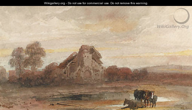 Horses before a ruined church, possibly in Lincolnshire - Peter de Wint