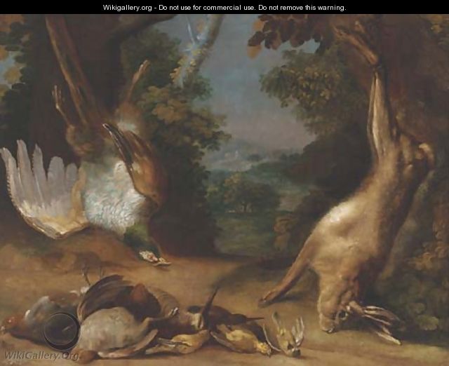 A dead hare and pheasant with partridge - Peter Von Bemmel
