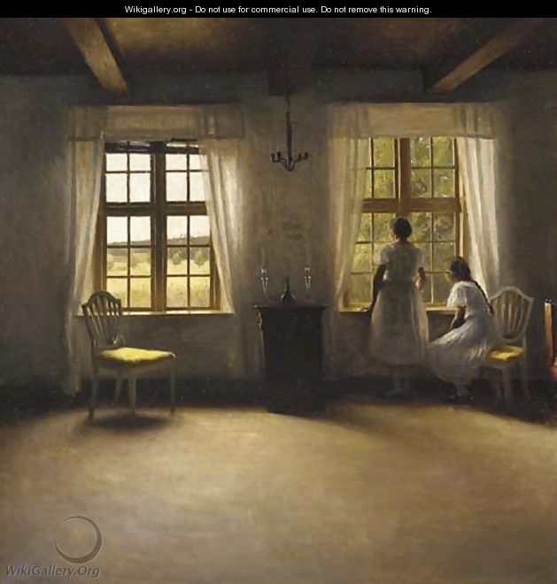 Young Girls standing by a Window in an Interior - Peter Vilhelm Ilsted