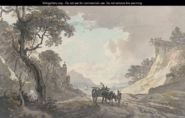 A horse and cart leaving a harbour - Paul Sandby