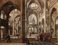 The Interior of a Gothic cathedral with Christ among the doctors - Paul Vredeman de Vries