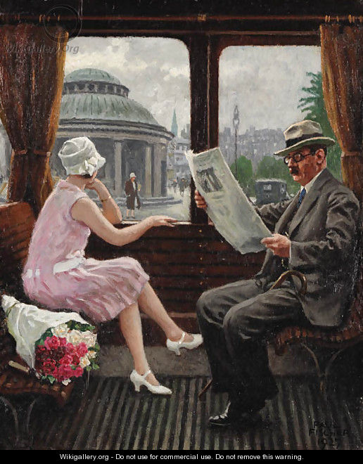 In the train compartment - Paul-Gustave Fischer