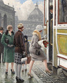 At the tram stop - Paul-Gustave Fischer