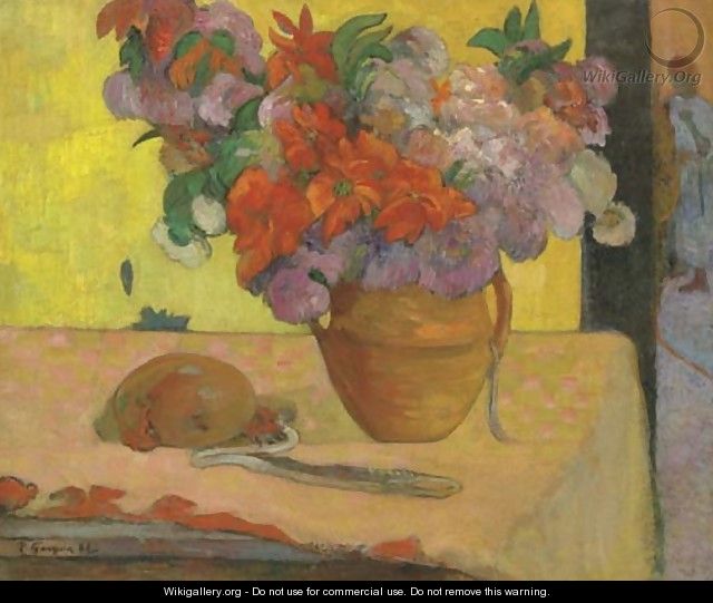 Vase de fleurs et gourde - Paul Gauguin