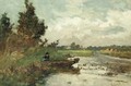 An angler in a polder landscape - Paul Joseph Constantine Gabriel