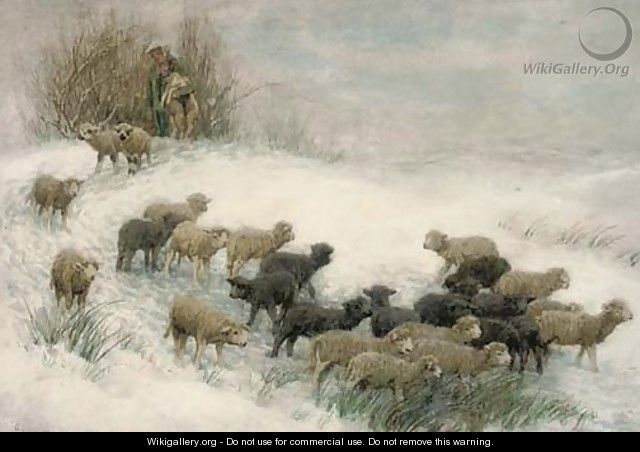 The flock in winter - Friedrich Otto Gebler