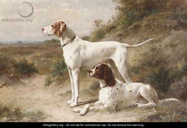 Two pointers Hans and Spot on the heath - Otto Eerelman
