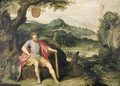 Hercules seated at the foot of a tree in a landscape - Otto van Veen