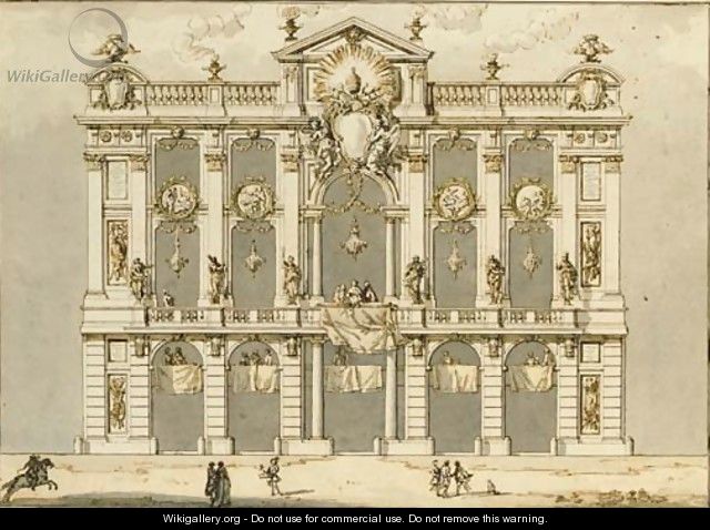 Design for a facade with the arms of Pope Clement XIII Rezzonico - Paolo Posi