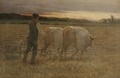 Ploughing the field, sunset - Paul Dartiguenave