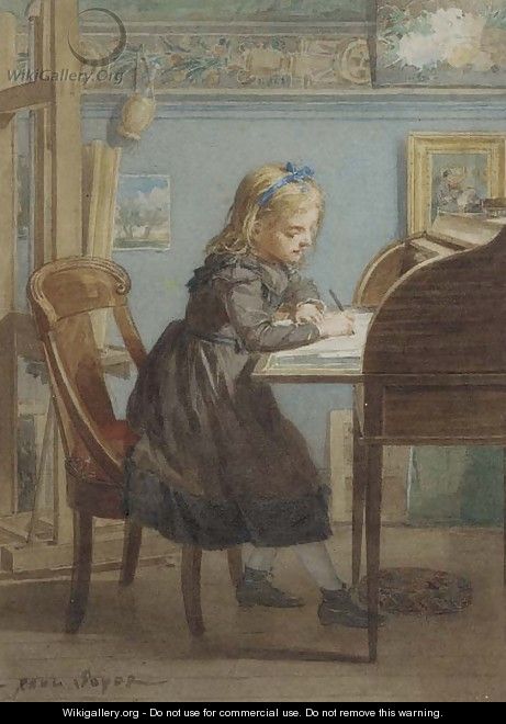 A young girl at her writing desk - Paul Constant Soyer