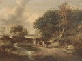 Cattle on a wooded track - Norwegian School