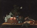 Grapes, peaches, plums and currants in a basket - Northern School