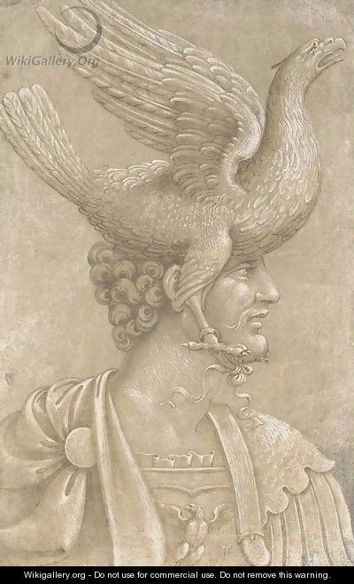 A classical warrior crowned with an eagle - North-Italian School
