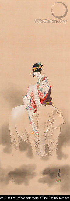 The courtesan of Eguchi as the bodhisattva Samantabhadra (Fugen) - Ogata Gekko