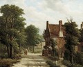 Houses along a treelined path - Oene Romkes De Jongh