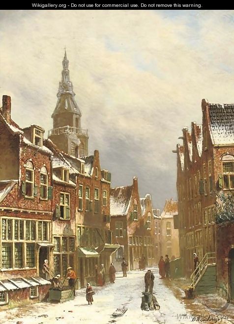 A snow covered street - Oene Romkes De Jongh