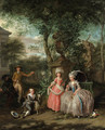 A group portrait of a family in an ornamental garden - Nicolaas or Nicolaes Muys