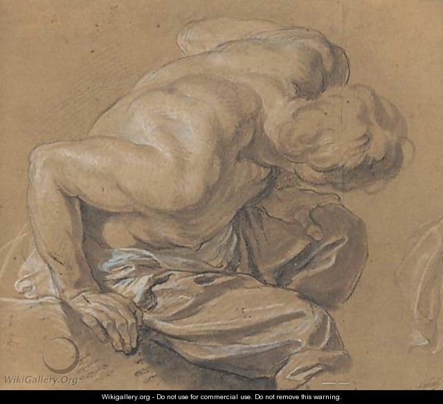 A nude man leaning foward, turned to the right - Francois-Bernard Lepicie