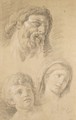 Heads of a bearded man, a child and a woman and two studies of hands - Francois-Bernard Lepicie