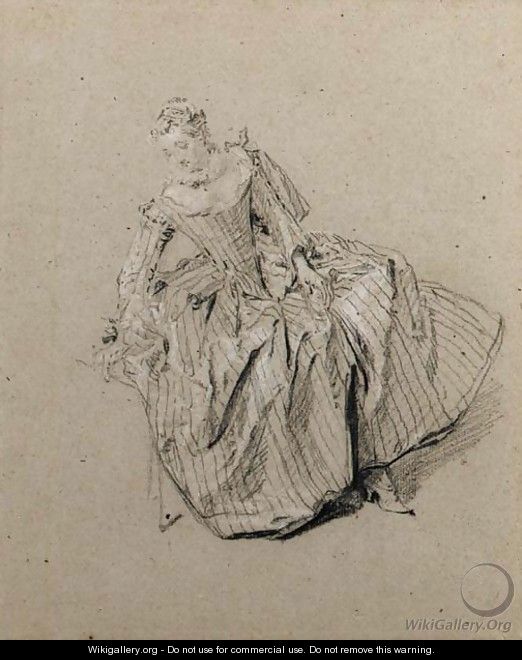 A seated woman, looking down to the left - Nicolas Lancret