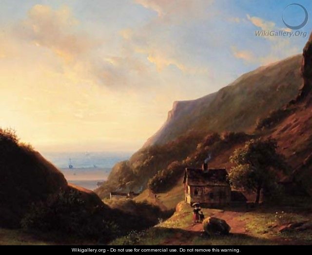 A coastal landscape at sunset - Nicholas Jan Roosenboom