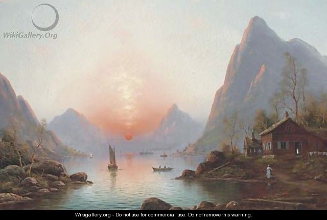 A fjord at sunset - Nils Hans Christiansen