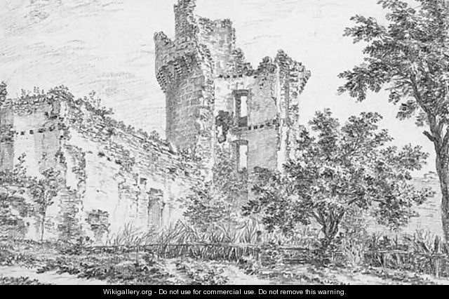 The tower of a ruined castle in a landscape - Nicolas-Charles De Silvestre