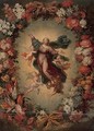 The Assumption of the Virgin, in a floral cartouche - North-Italian School