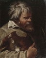 An old man carrying an earthenware jug in his right arm - North-Italian School