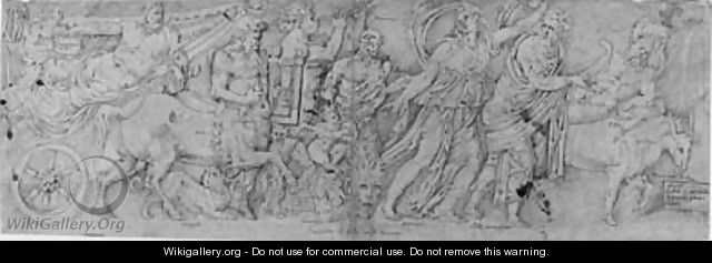 A classical Frieze of a Procession with mythological Figures and Animals - Netherlandish School