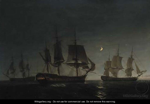 The East Indiaman, Rockingham, being floated off a shoal in the Red Sea, on the night of 8 June 1801 - Nicholas Pocock