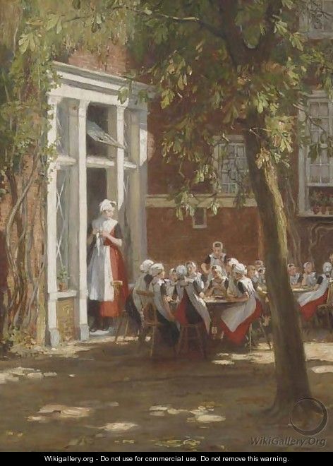 In the courtyard on a sunny afternoon - Nicolaas Van Der Waay
