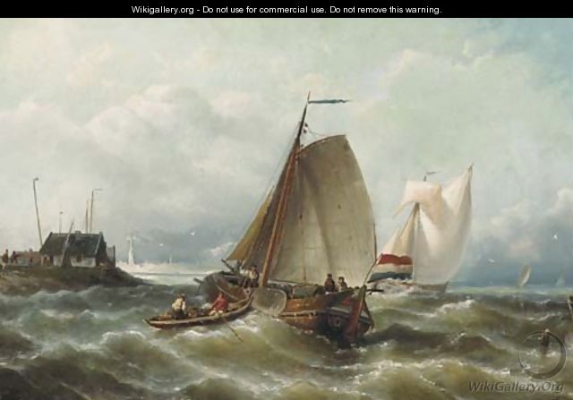Shipping on choppy waters by a coast - Nicolaas Riegen