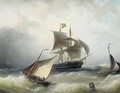 Busy shipping in a breeze off the coast - Nicolaas Riegen