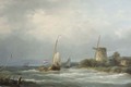 A sailing barge entering a waterway - Nicolaas Riegen
