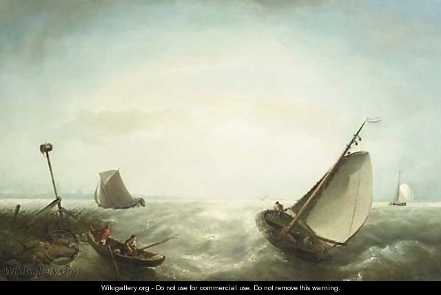 A river estuary with shipping in a breeze - Nicolaas Riegen
